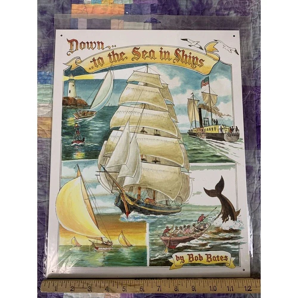 Down To The Sea In Ships Nautical Metal 12.5x16 Sign Wall Decor Bar Shop Room